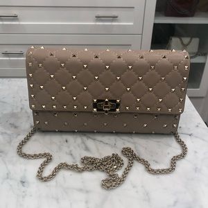 Valentino Rockstud Spike Leather Crossbody Clutch